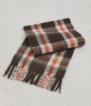 チェック柄ストール(ブラウン-F)