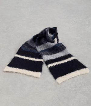 ふんわりボーダーマフラー(グレー-F)