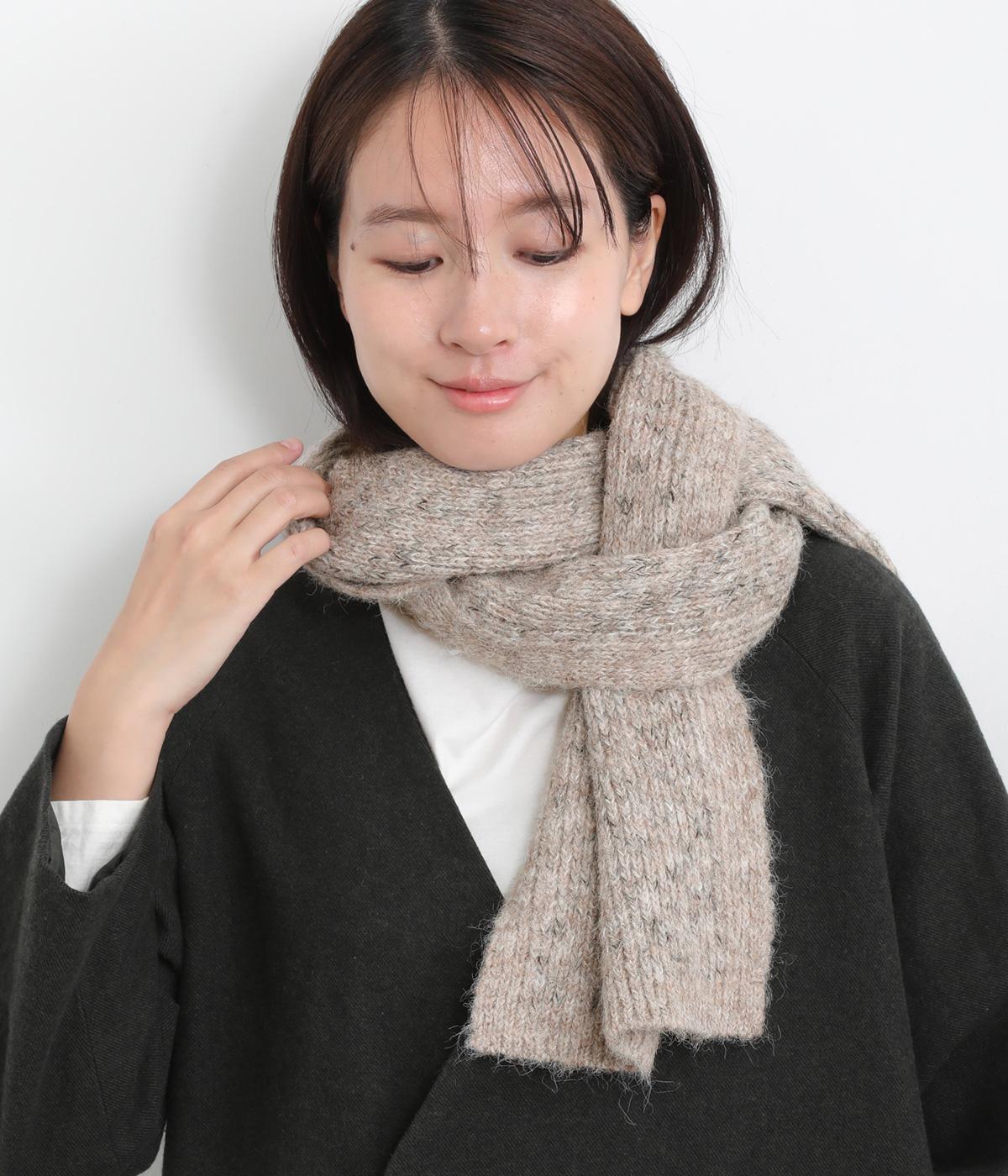 リブニットマフラー(ベージュ-F)