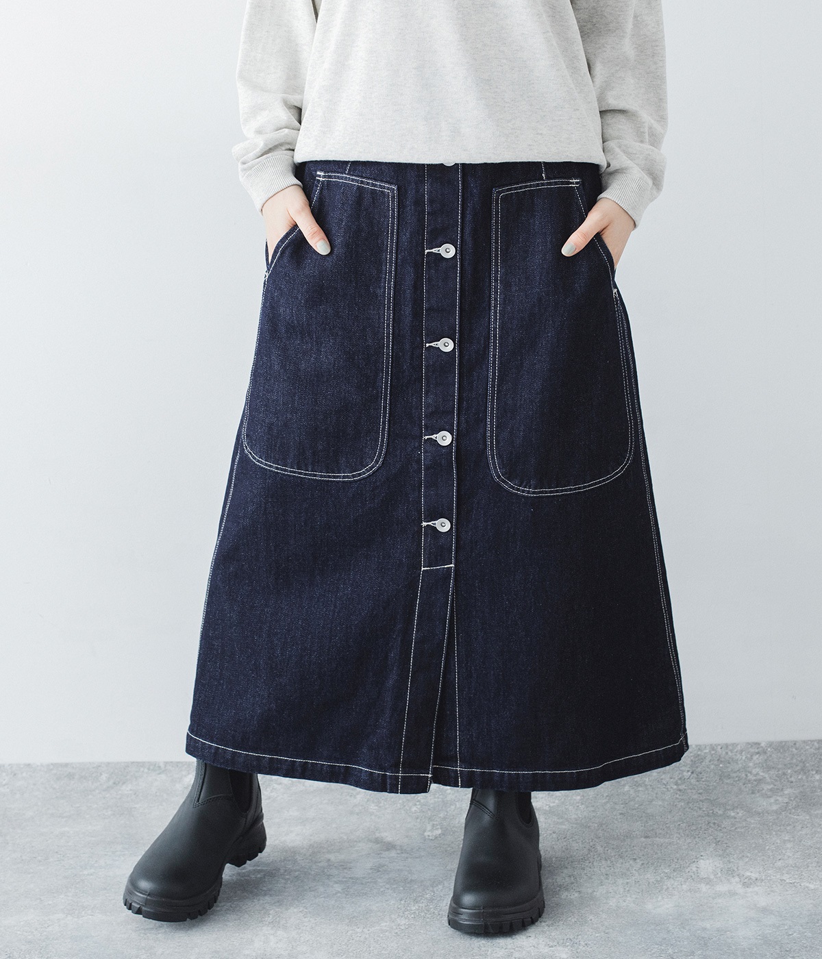 デニムベイカースカート(インディゴ-ONESIZE)