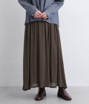 イペカvioletプリントイージースカート(ベージュ-F)