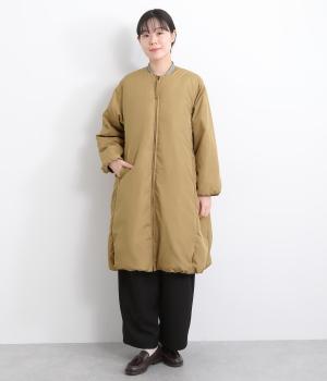 ファイバーダウンデザインジャケットダウンコクーンデザインベンチコート(ベージュ-F)