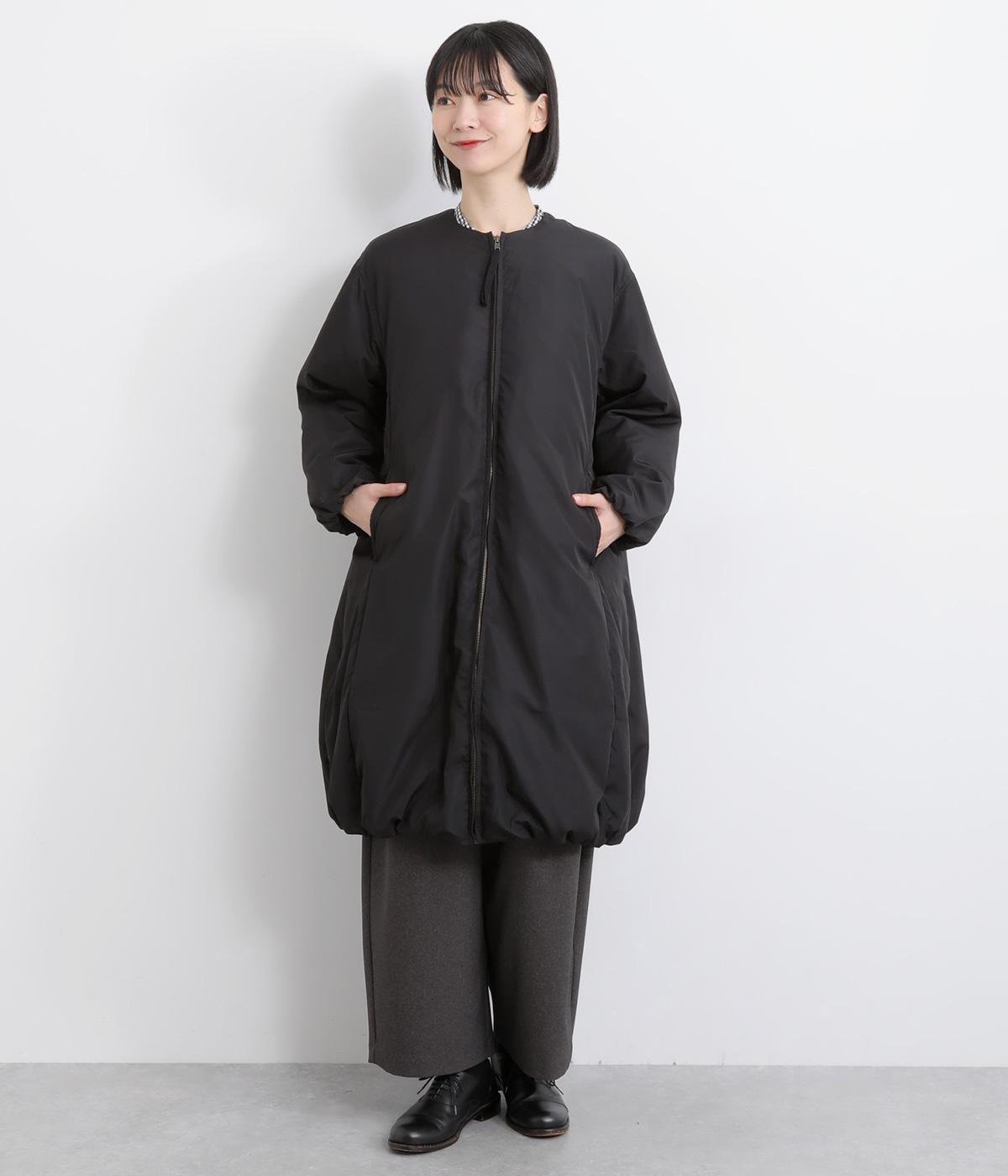 ファイバーダウンデザインジャケットダウンコクーンデザインベンチコート(ブラック-F)