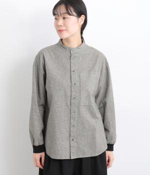 コットンリネンパターンシャツ(チドリ-F)