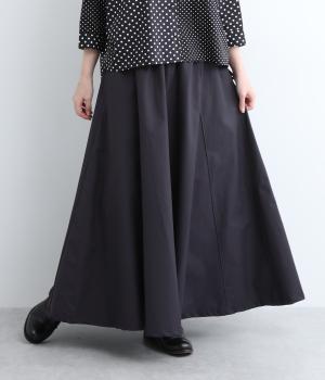 コットンワンウォッシュリップストップパネルフレアスカート