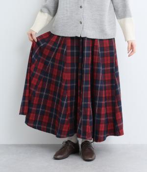 チェックデザインパネルフレアスカート