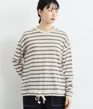 コットンガーゼジャージボーダードロスティングプルオーバー