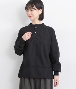 コットンワッフル×タイプライタープルオーバー(ブラック-F)