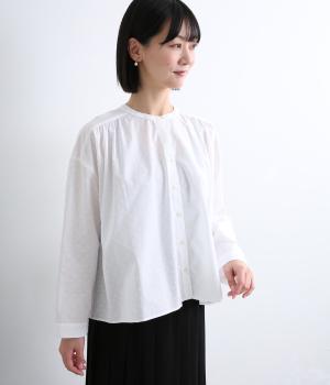 コットンカットドビー　バックタックフレアブラウス