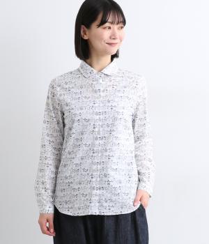 コットン手つなぎ動物プリントシャツ(オフホワイト-F)