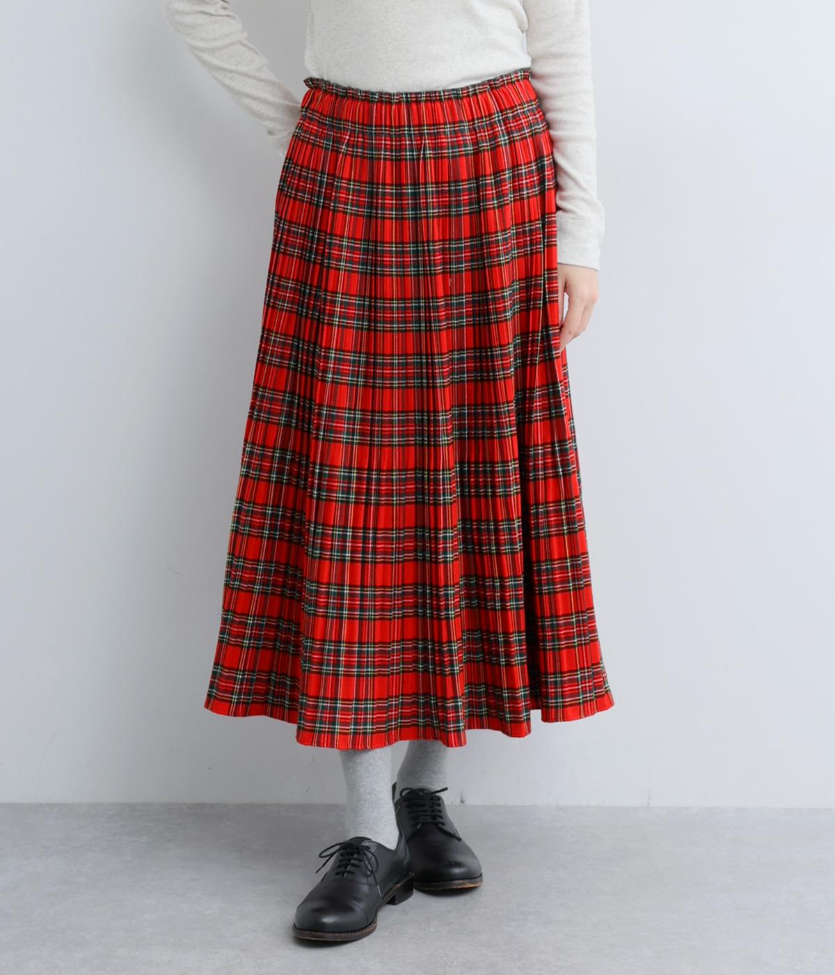 ミニチェックプリーツスカート(レッド-F)