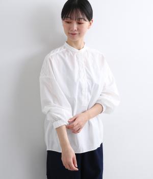 コットンローン袖ゴムコクーンプルオーバーブラウス