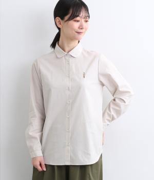 コットン小丸襟ポイント刺繍レギュラーシャツ