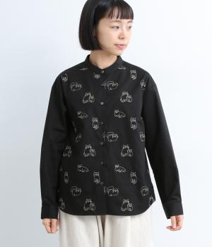 コットンバンドカラードロップショルダーシャツ