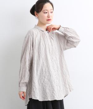 へリンボンシャーリングギャザーチュニックシャツ