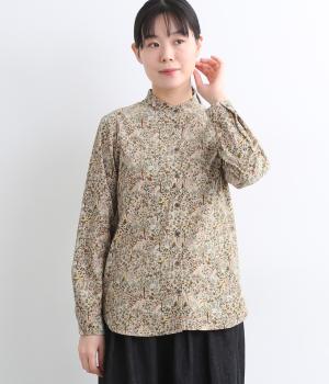 コットンコーデュロイ森の動物スタンドカラーレギュラーシャツ