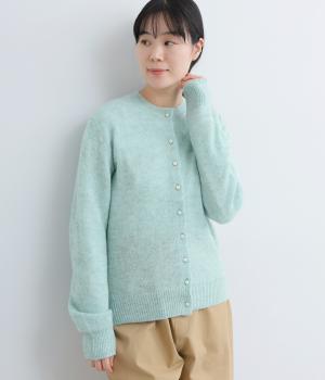 リバティくるみボタンベーシックカーディガン(サックス-F)