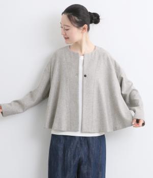 サスティナツイードフレアはおりブラウス(グレー-F)