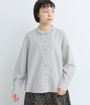 ビエラ東炊き加工フリル付きブラウス(ペールブルー-F)