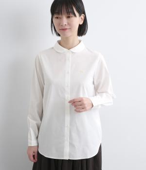 フラット風丸襟シツジ刺繍レギュラーシャツ(オフ-F)