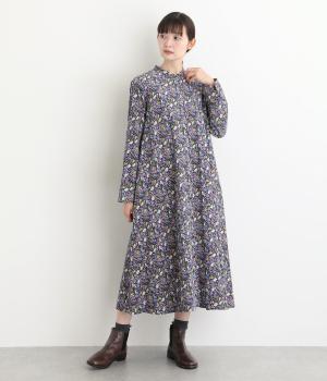 HOKKOHリバティコーデュロイスタンドカラーAラインワンピース(Michel/C-F)