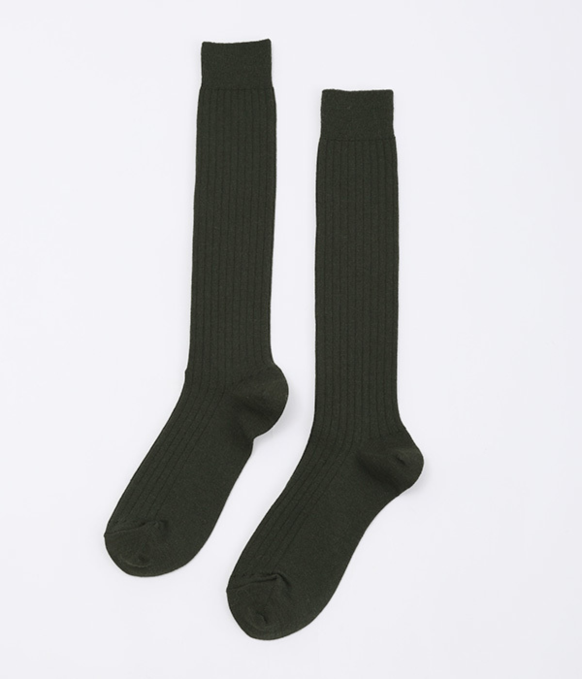 メリノウールリブハイソックス(ダークオリーブ-ONESIZE)