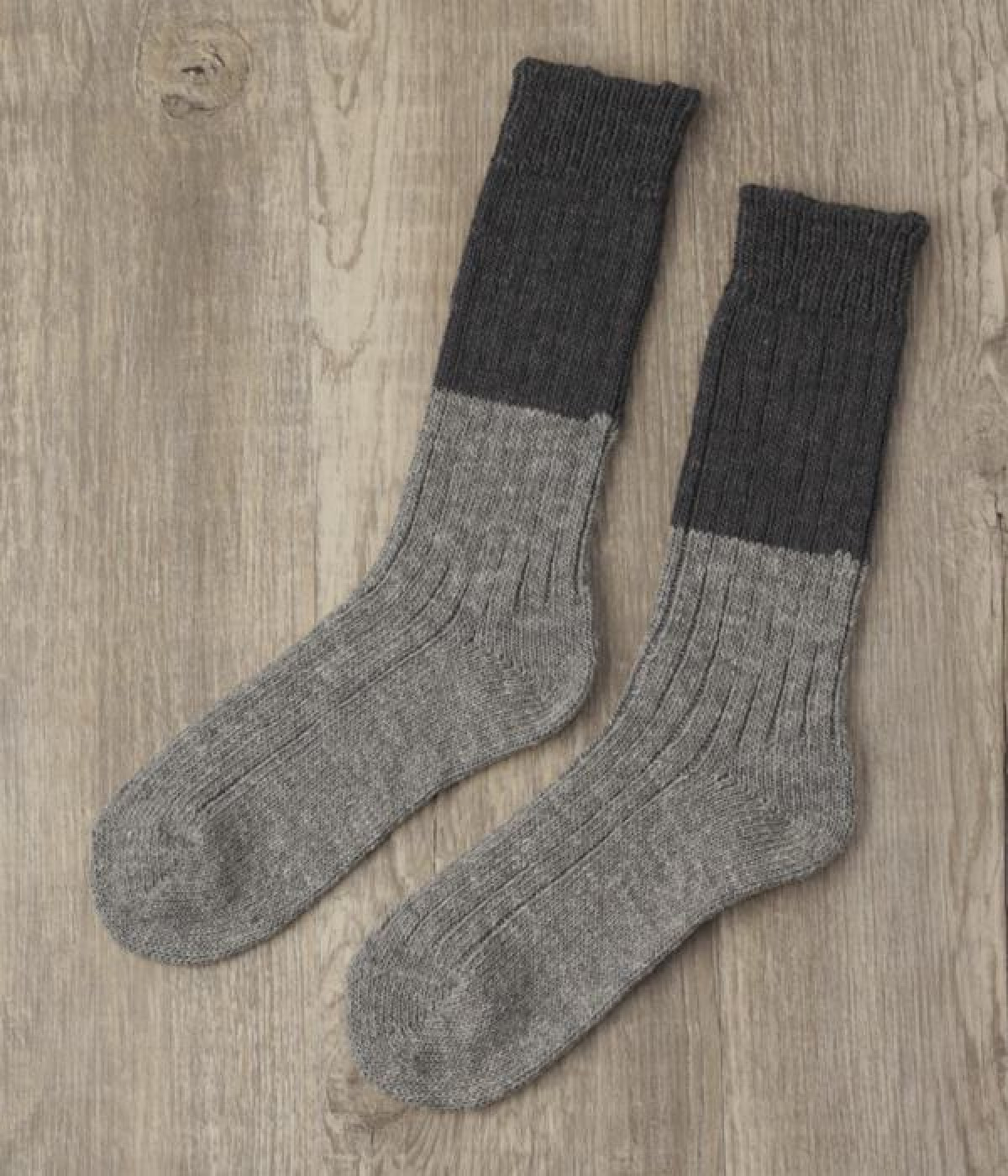 ウールコットンスラブソックス(チャコール-ONESIZE)