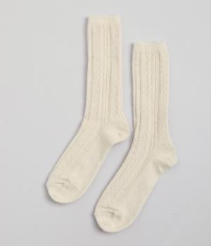 Praha　アルパカウールケーブルソックス(アイボリー-S)