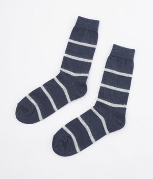 Oslo　モヘアウールボーダーソックス【シーズンカラー】(ネイビー-ONESIZE)