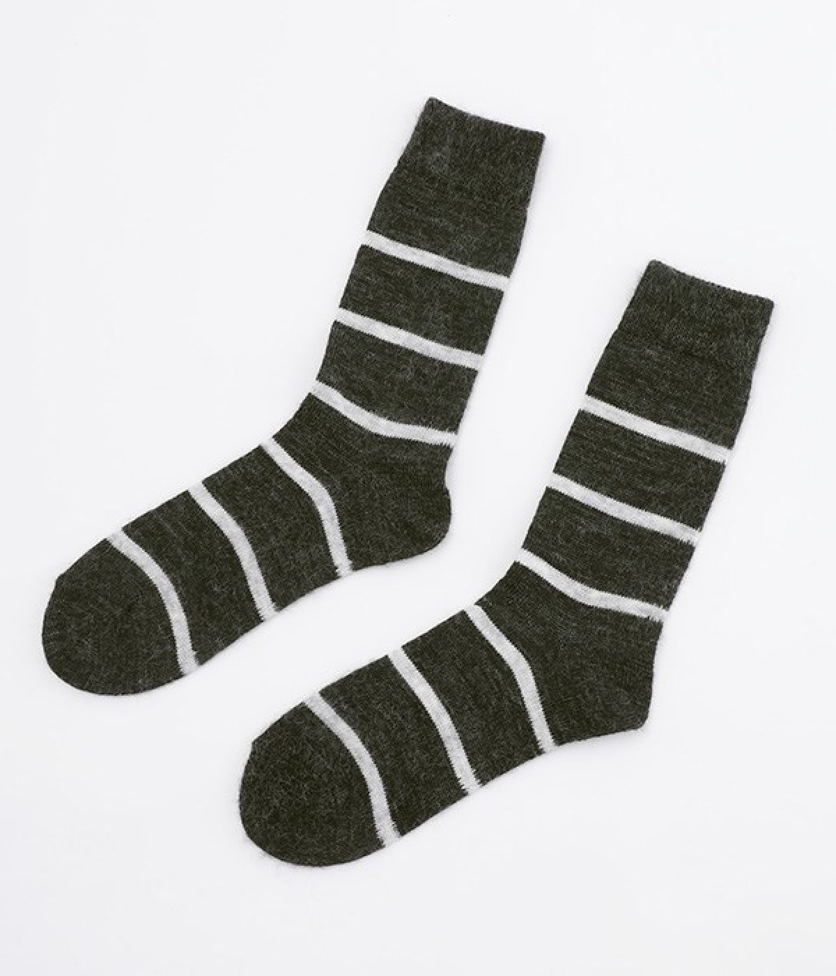 Oslo　モヘアウールボーダーソックス【シーズンカラー】(チャコール-ONESIZE)