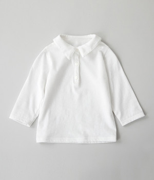 えり付きコットン天竺プルオーバー(ホワイト-ONESIZE)