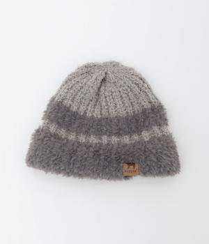 ファーヤーンニット帽(グレー-F)