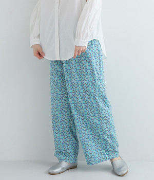 リーフプリント　イージーストレートパンツ