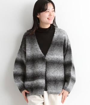 グラデーションニット　トッパーカーディガン(グレー-ONESIZE)