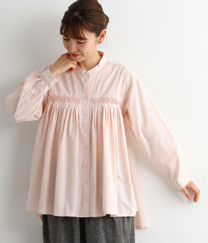 コットンタイプライター　ピンタックフレアーシャツ