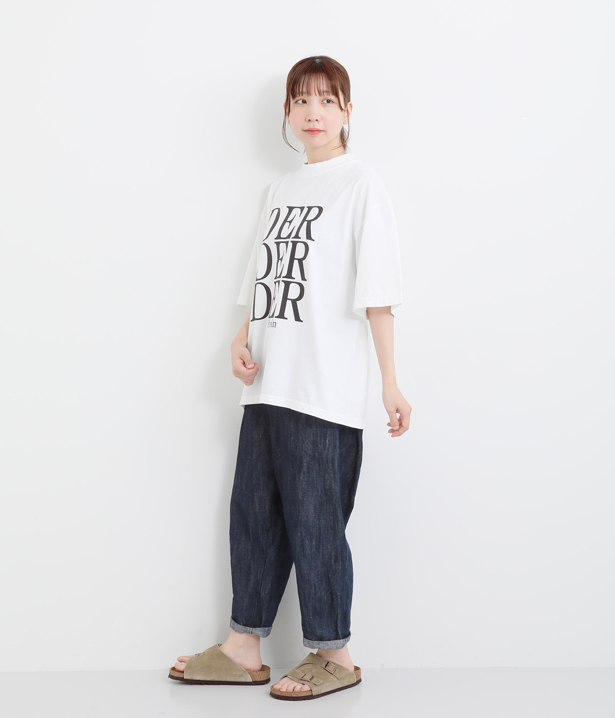コットンピグメントダイショートスリーブTシャツ〈DER DER DER