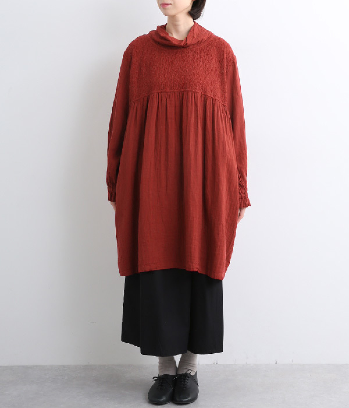 【新品】tope チュニック　赤 earth_eco_loco チュニック 長袖 レディース 秋物 コットン