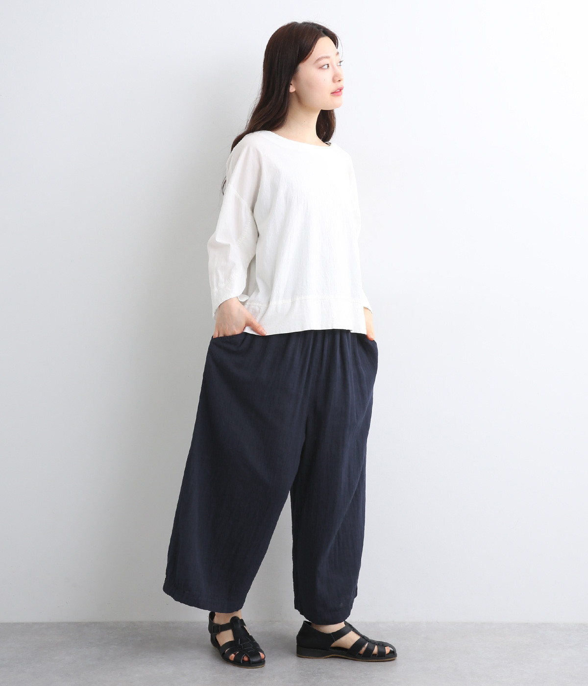 またぼん Wガーゼ裾ゴムバルーンパンツ（kinako）の商品詳細