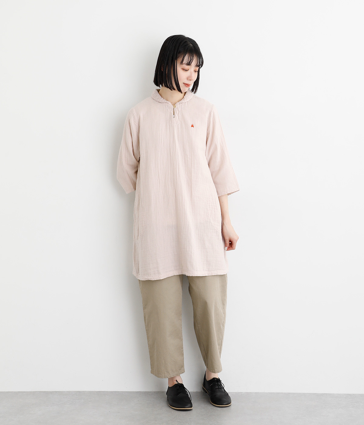チュニック、アクセサリー他　メイプルちゃん コットンWガーゼ刺繍襟チュニック（kinako）の商品詳細