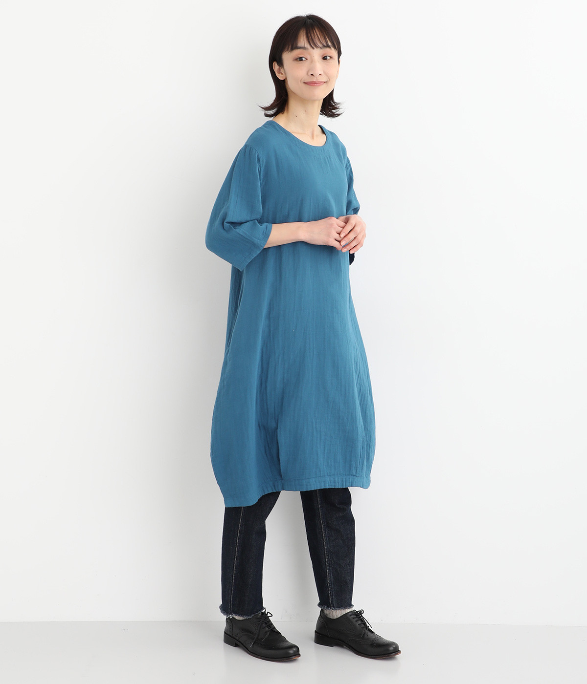 美品　marrimeko Peukku ペウック　ワンピース　L 綿　バルーン Mame Kurogouchi マメクロゴウチ Viscose Hemp Shirtdress