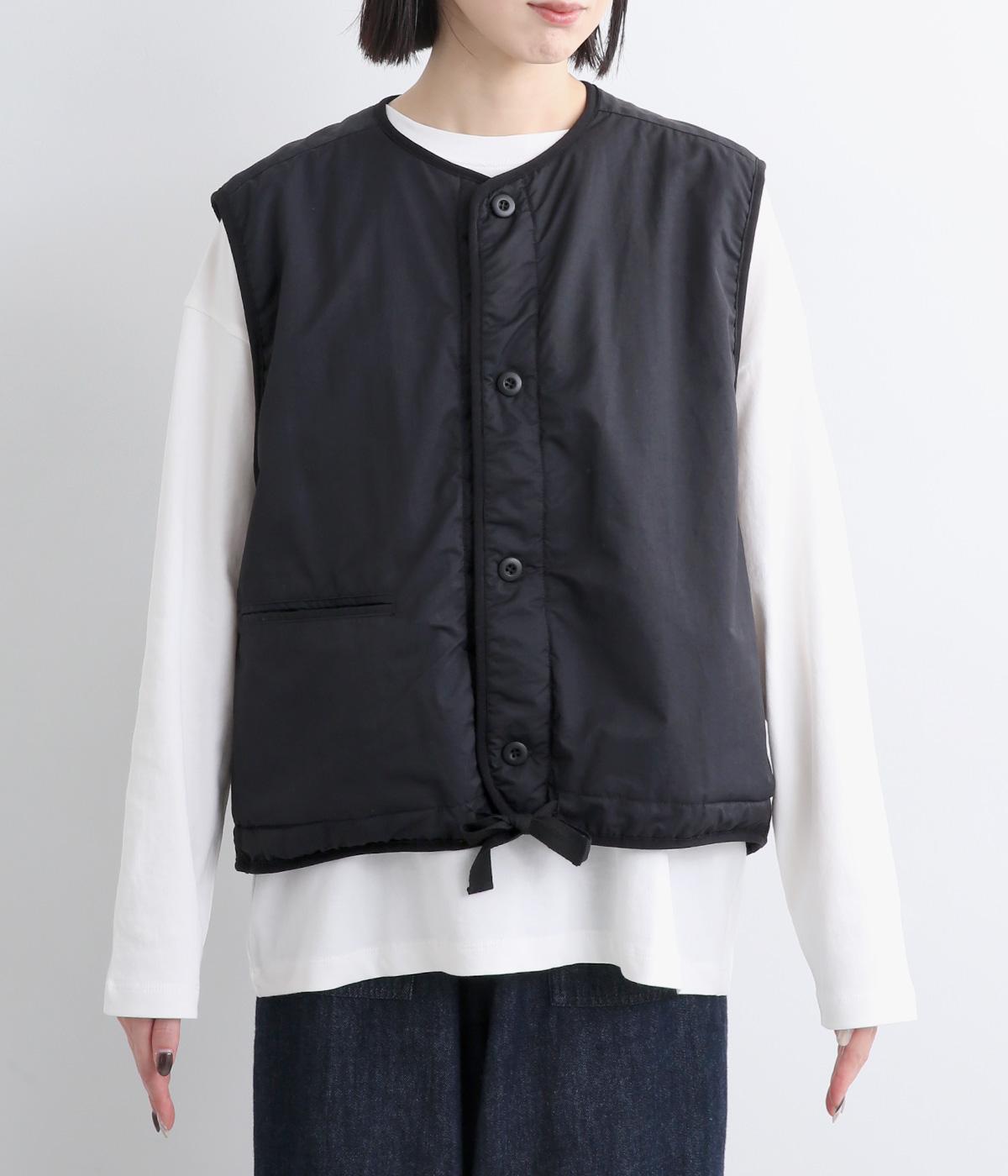 03~04AW リバース ナダ 異素材切り替え中綿ベスト /L ブラック y2k 03