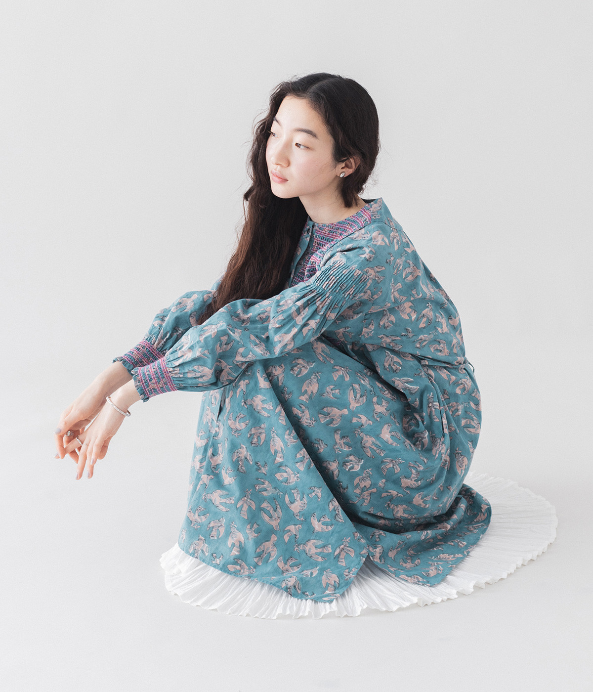 ブロックプリントスモッキングワンピース（A View From Here）の商品詳細