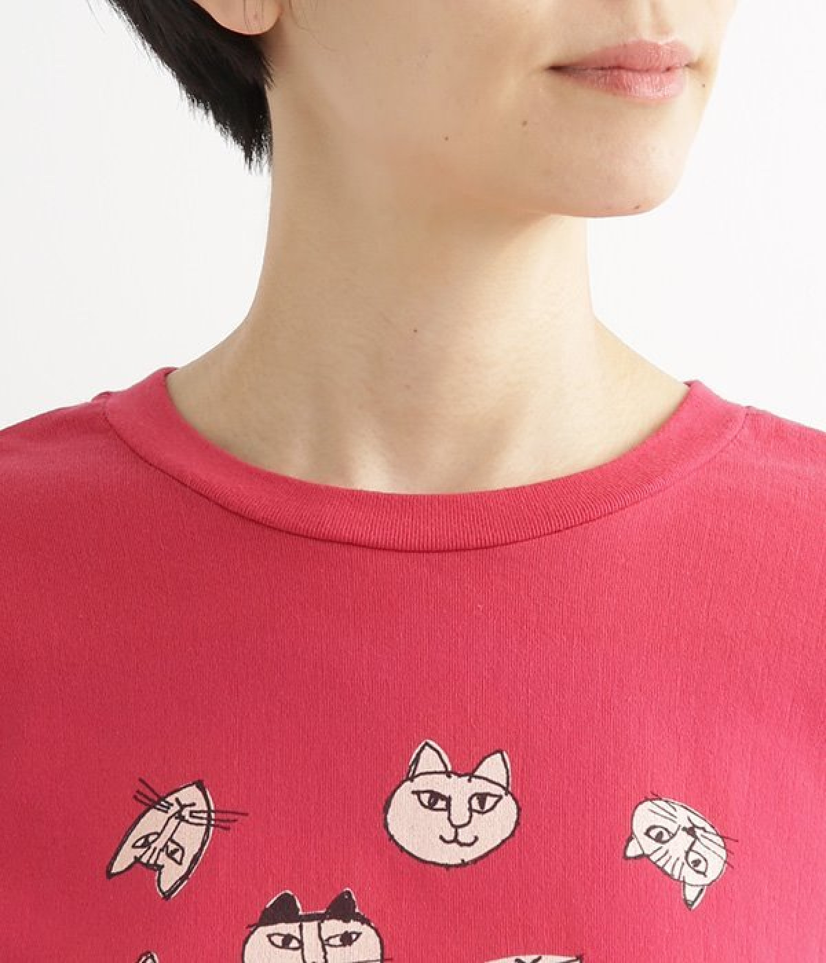 LISA LARSONコラボ ねこのかおプリントTシャツ（BIWACOTTON）の