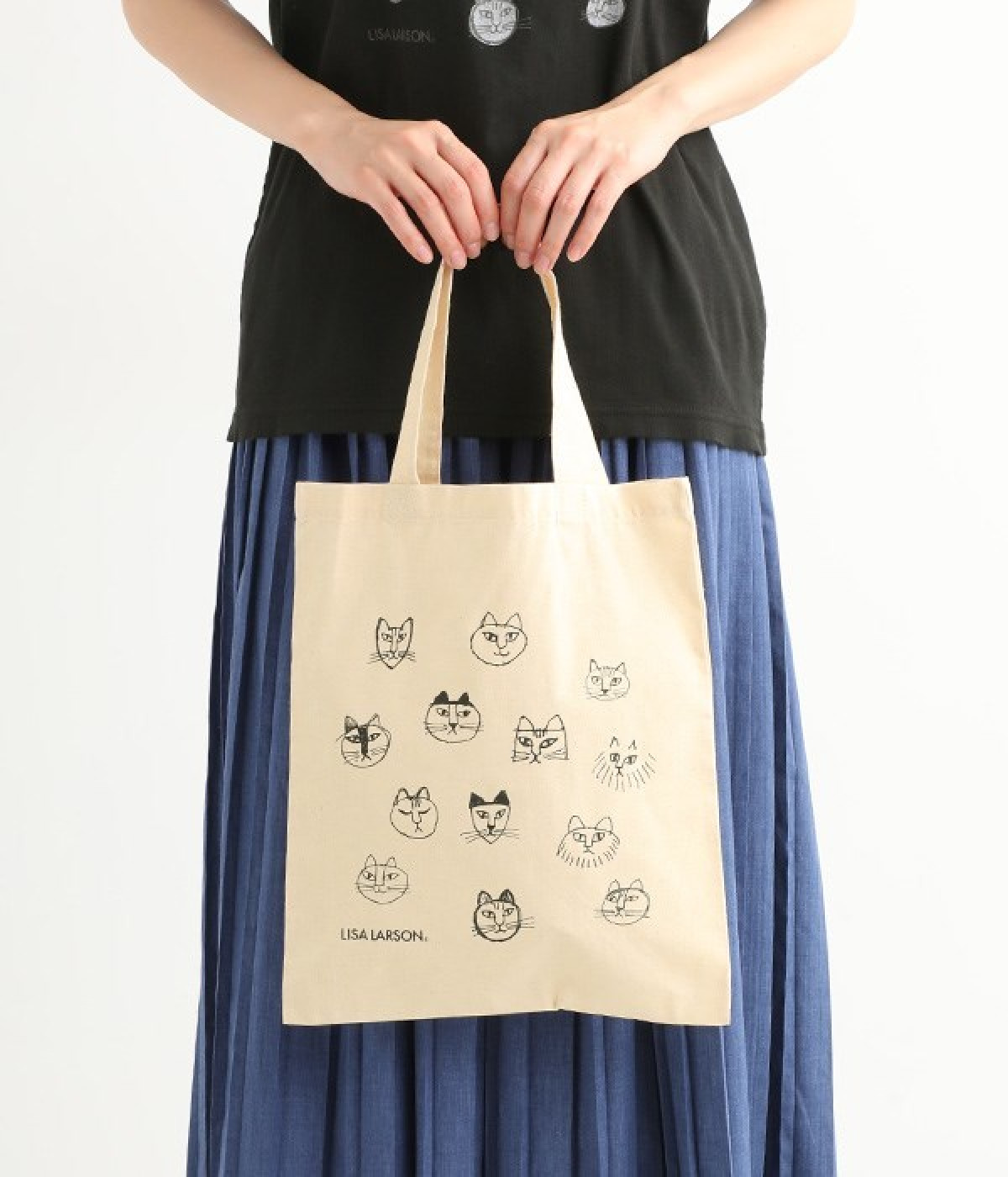 LISA LARSONコラボ ねこのかおプリントTシャツ（BIWACOTTON）の