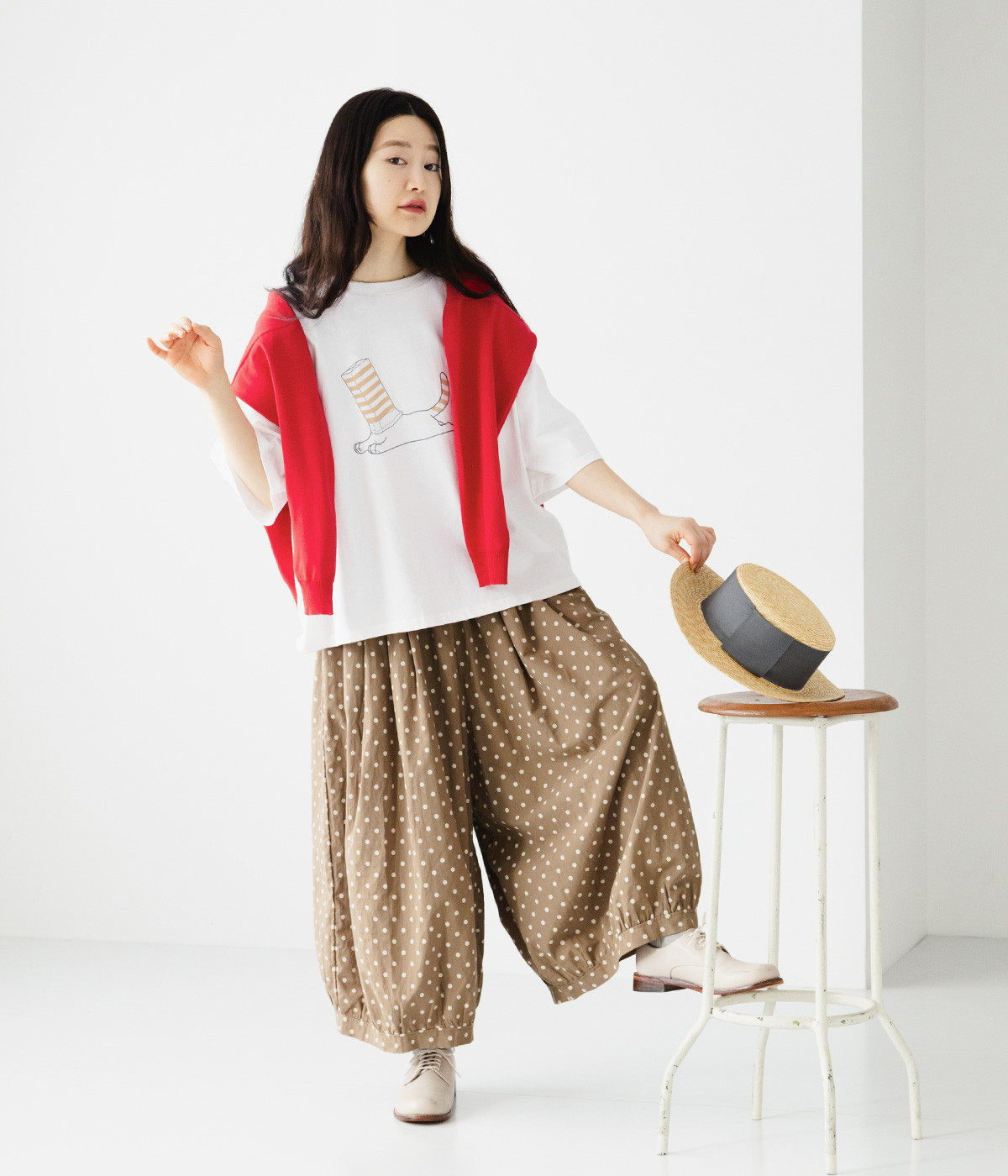 187ラックダイ染めのバルーンパンツ(小花) OSOCU＞知多木綿 無漂白無染色 バルーンパンツ