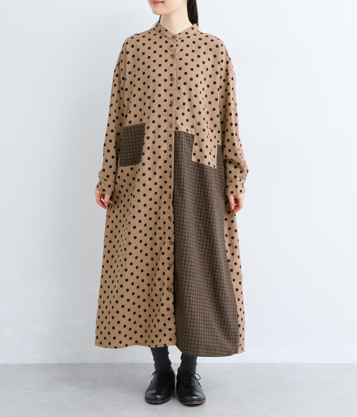 ドットギンガムチェック切替ワンピース（COLORK）の商品詳細