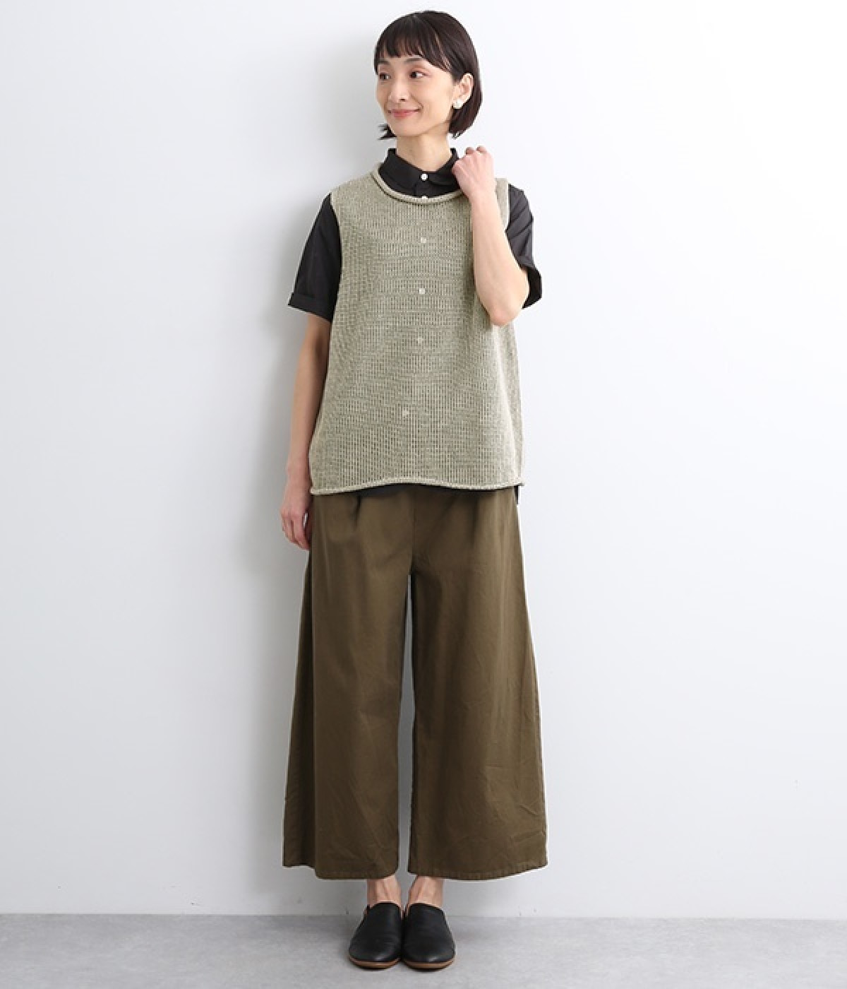 e. リネン100% 五分丈ニット カタログ掲載品】【100回洗っても型崩れしない