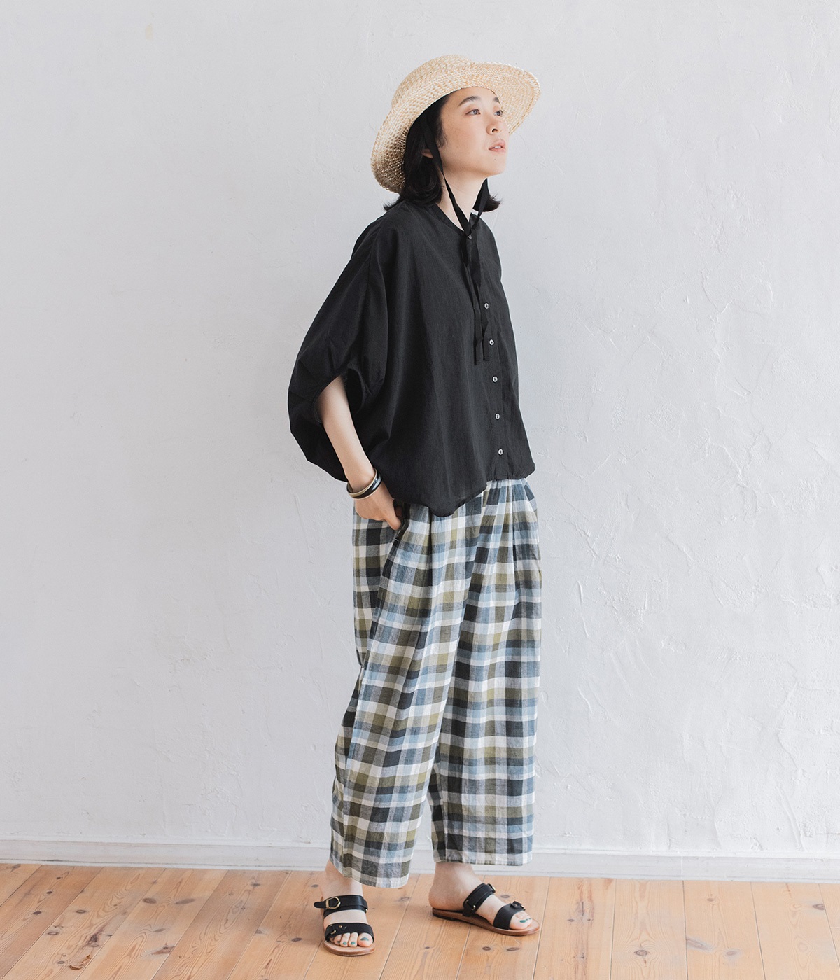 リネンコットンクロスサルエルワイドパンツ（so）の商品詳細