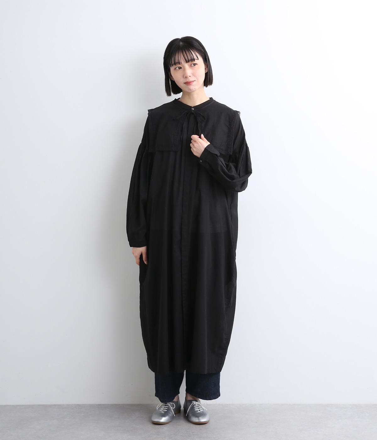 【まゆ様】Rene basic レース襟 ギャザー ワンピース ウォッシャブル まゆ様】Rene basic レース襟 ギャザー ワンピース