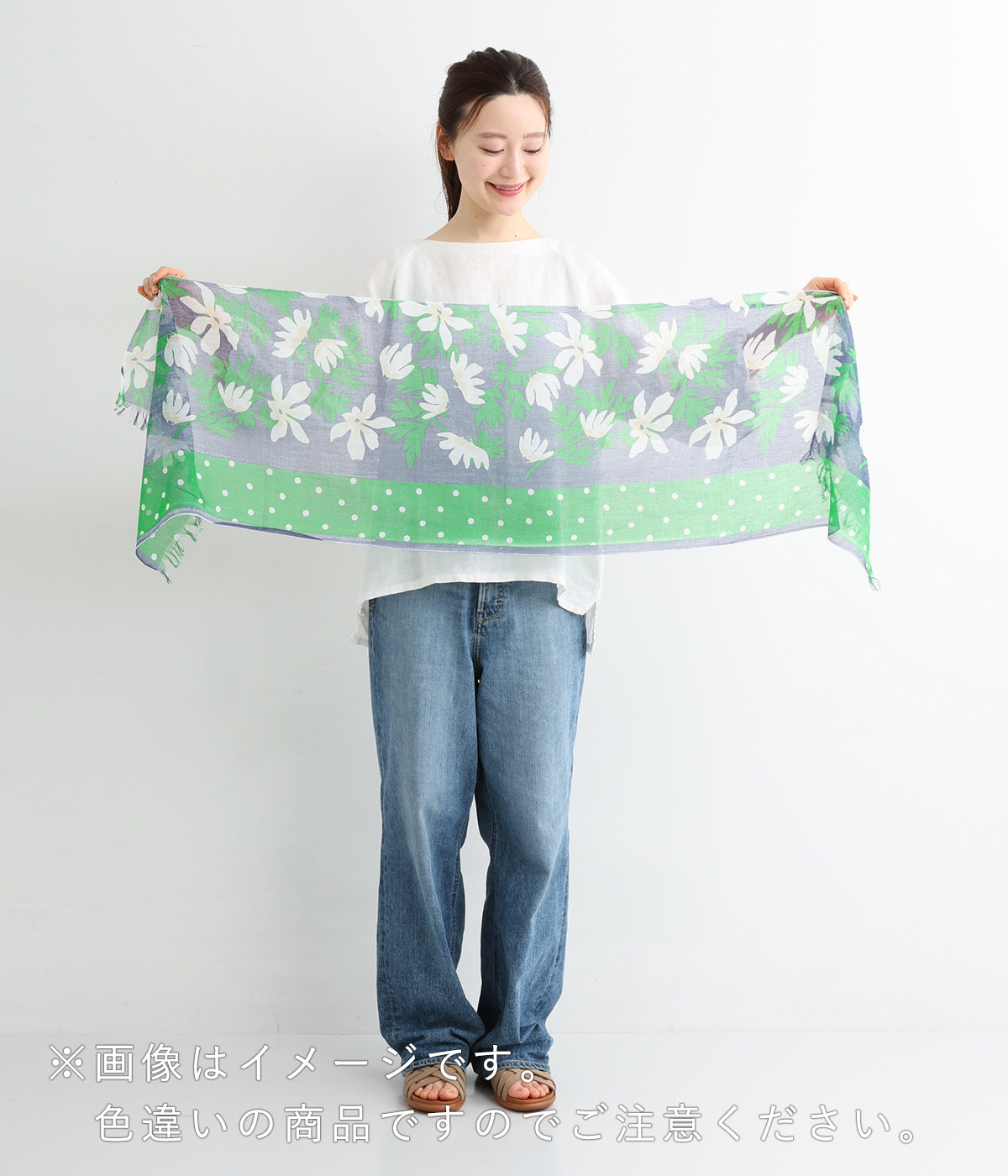 薄手ウール&シルク アリー手刺繍ストール 60cm×180cm